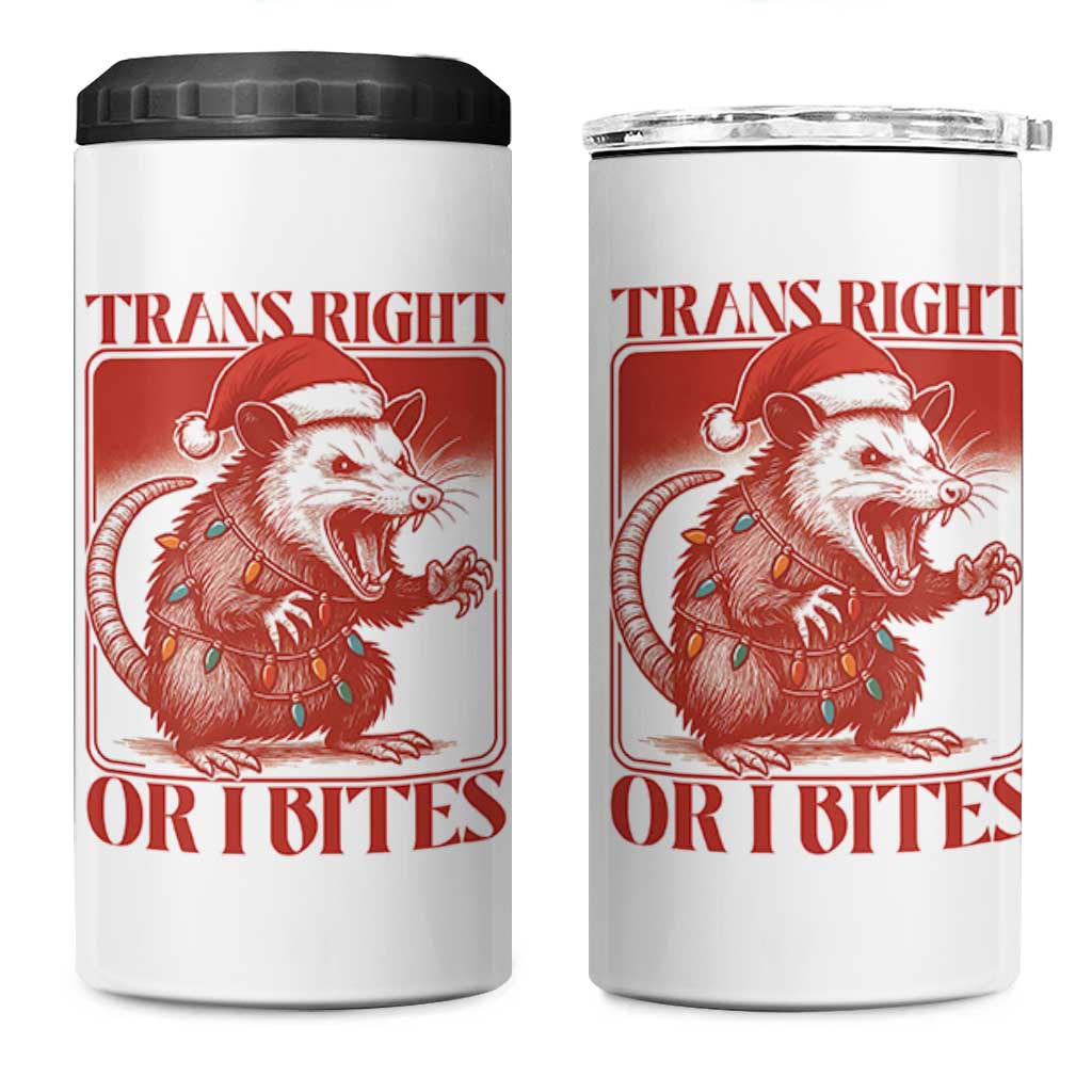 Funny Fierce Opossum Santa 4 in 1 Can Cooler Tumbler Trans Right Or I Bites Christmas Gift - Wonder Print Shop