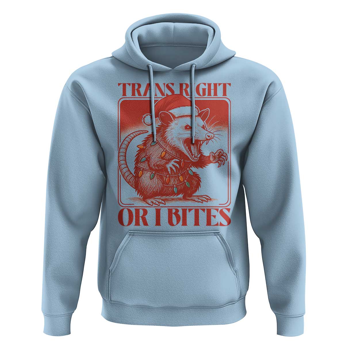 Funny Fierce Opossum Santa Hoodie Trans Right Or I Bites Christmas Gift - Wonder Print Shop