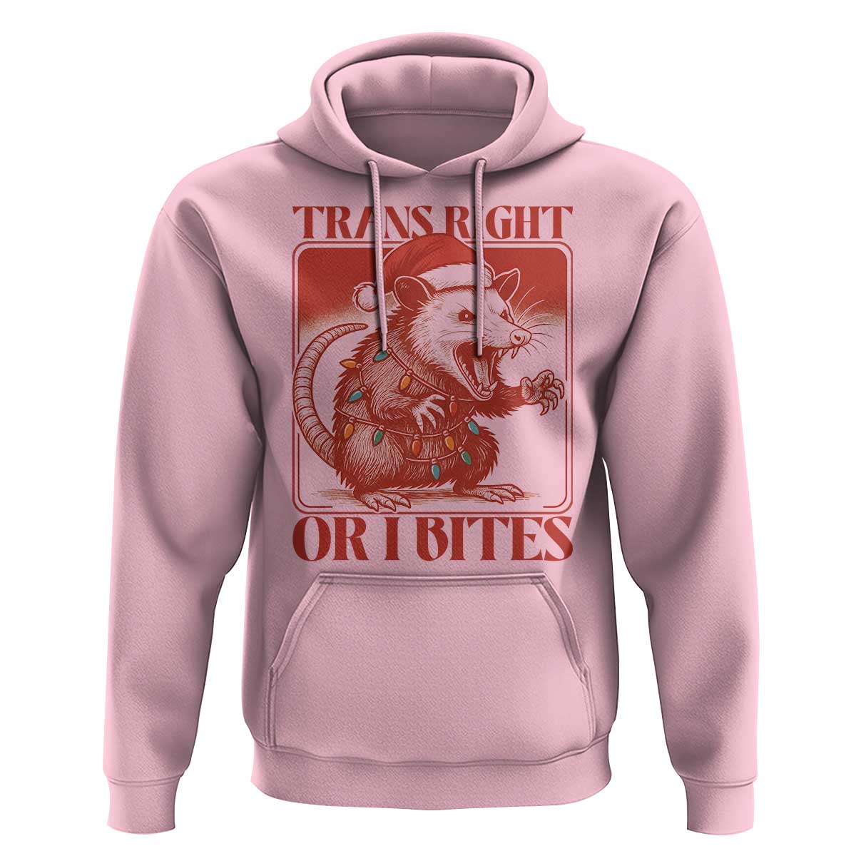 Funny Fierce Opossum Santa Hoodie Trans Right Or I Bites Christmas Gift - Wonder Print Shop