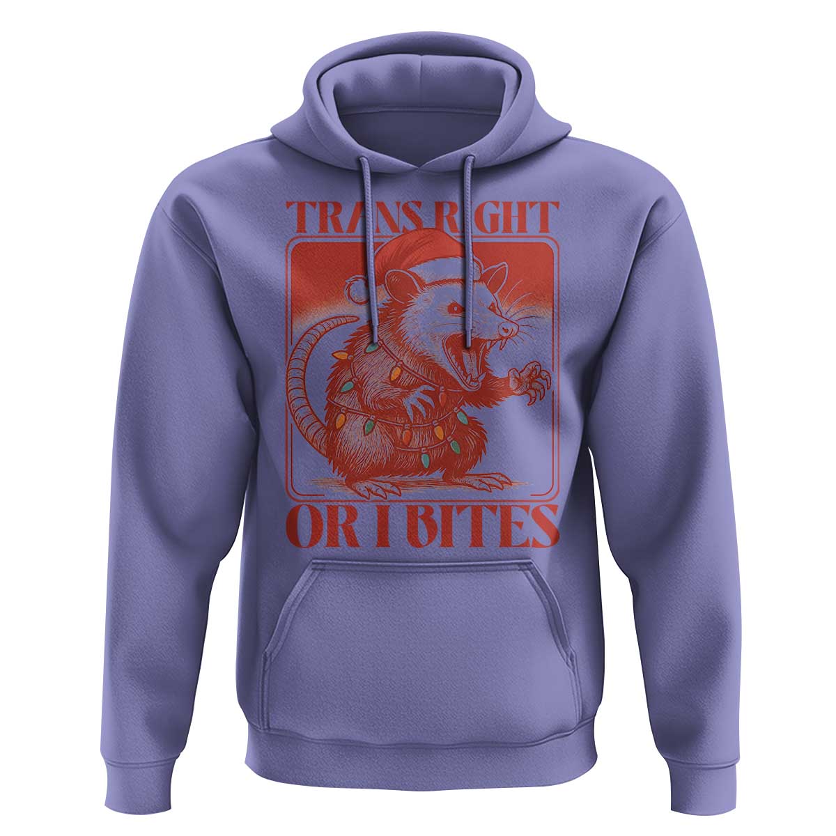 Funny Fierce Opossum Santa Hoodie Trans Right Or I Bites Christmas Gift - Wonder Print Shop