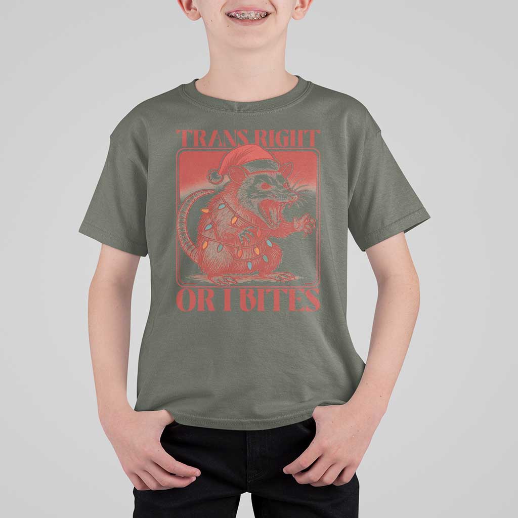 Funny Fierce Opossum Santa T Shirt For Kid Trans Right Or I Bites Christmas Gift - Wonder Print Shop