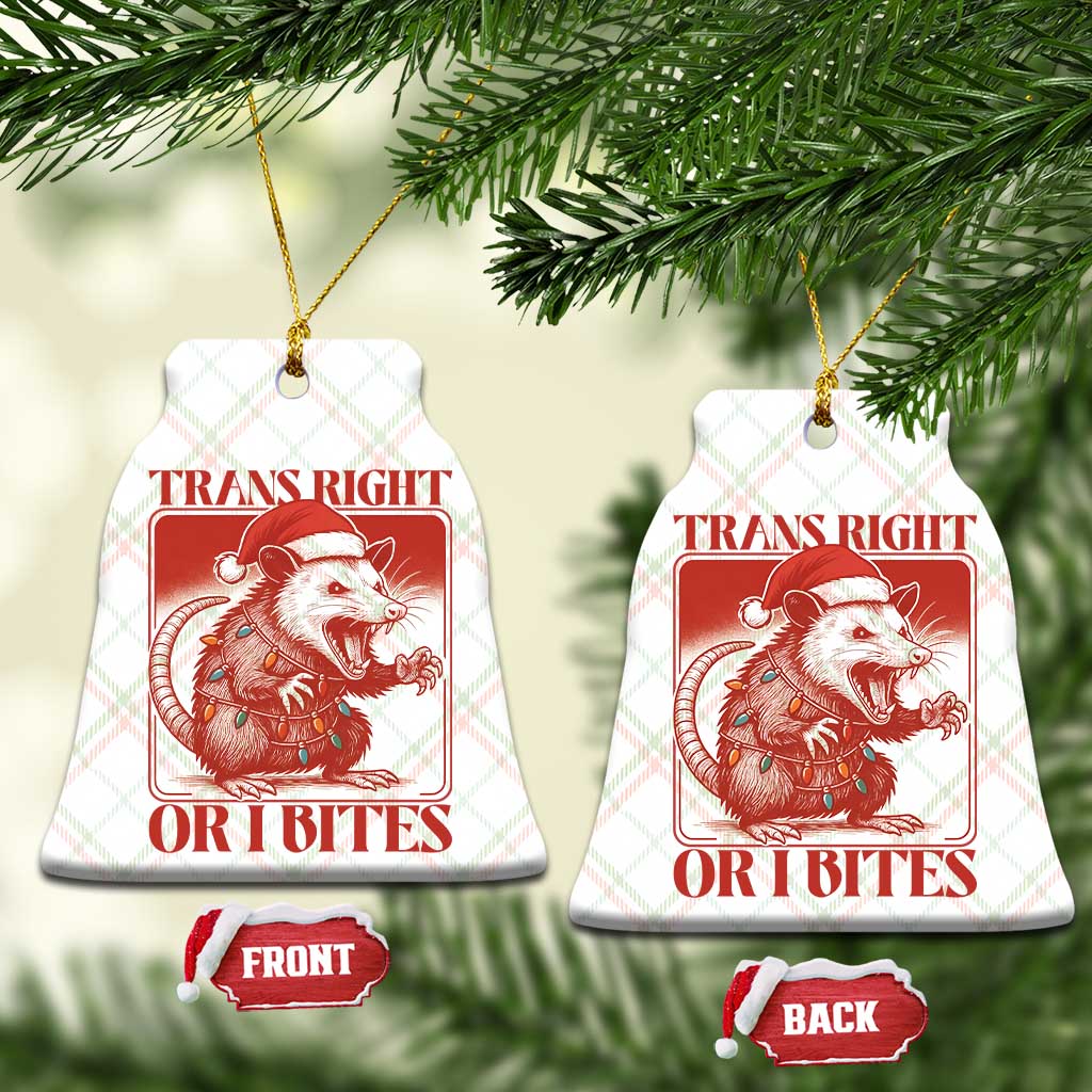 Funny Fierce Opossum Santa Ceramic Ornament Trans Right Or I Bites Christmas Gift - Wonder Print Shop