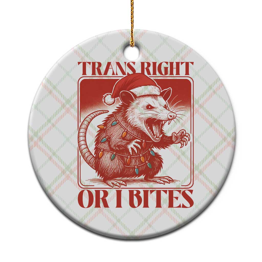 Funny Fierce Opossum Santa Ceramic Ornament Trans Right Or I Bites Christmas Gift - Wonder Print Shop