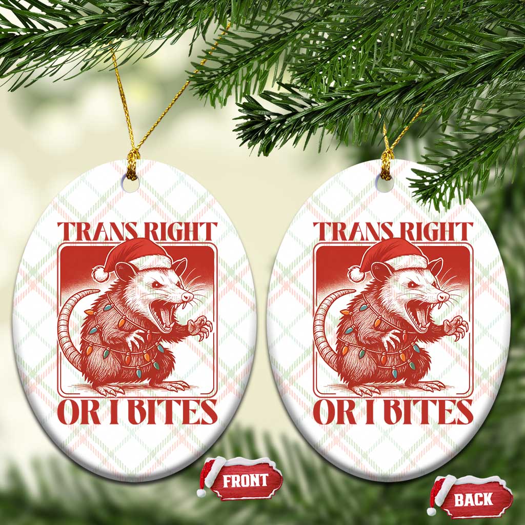 Funny Fierce Opossum Santa Ceramic Ornament Trans Right Or I Bites Christmas Gift - Wonder Print Shop