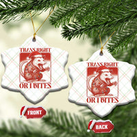 Funny Fierce Opossum Santa Ceramic Ornament Trans Right Or I Bites Christmas Gift - Wonder Print Shop