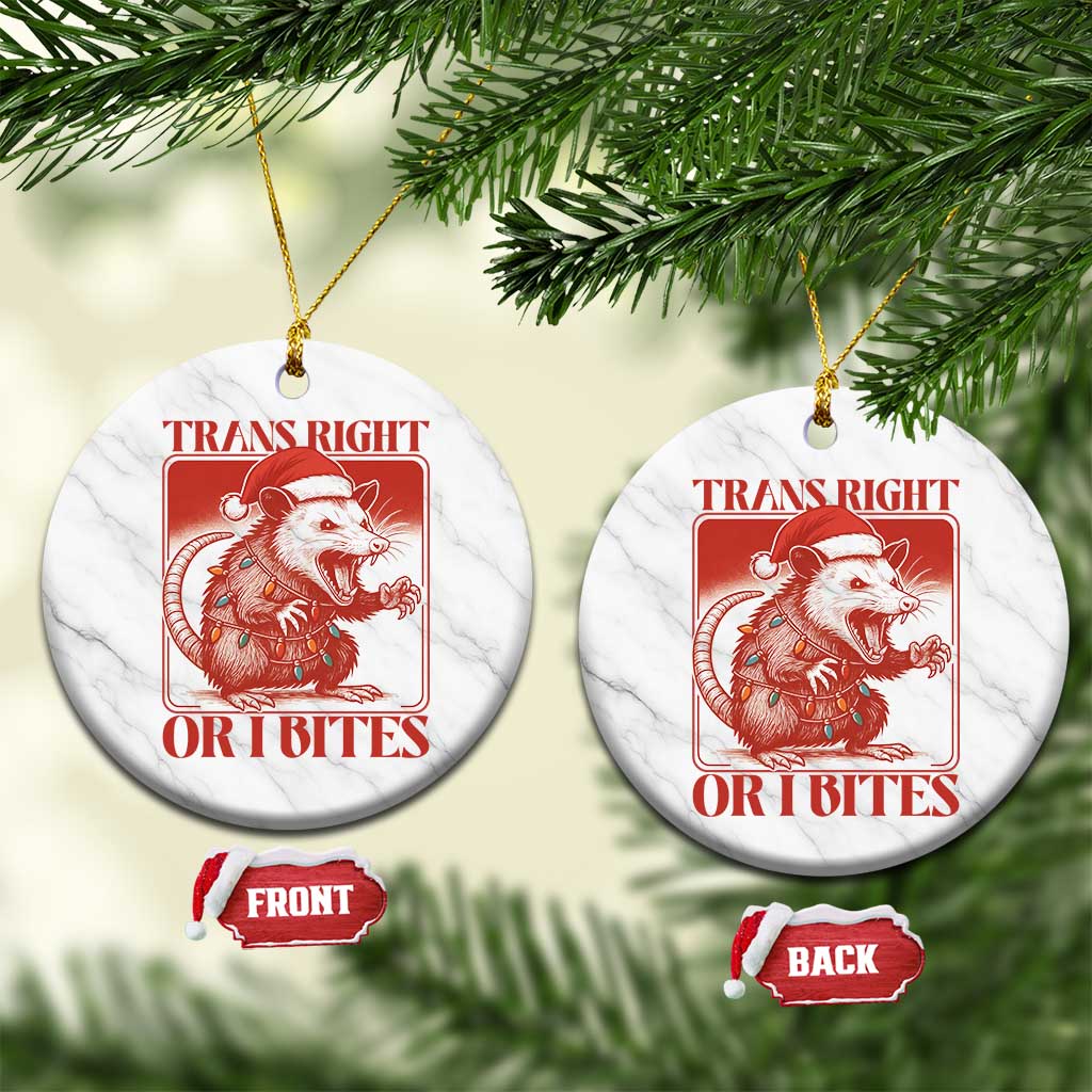 Funny Fierce Opossum Santa Ceramic Ornament Trans Right Or I Bites Christmas Gift - Wonder Print Shop