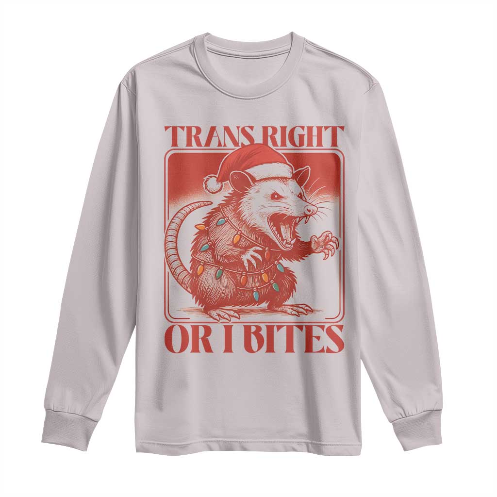 Funny Fierce Opossum Santa Long Sleeve Shirt Trans Right Or I Bites Christmas Gift - Wonder Print Shop