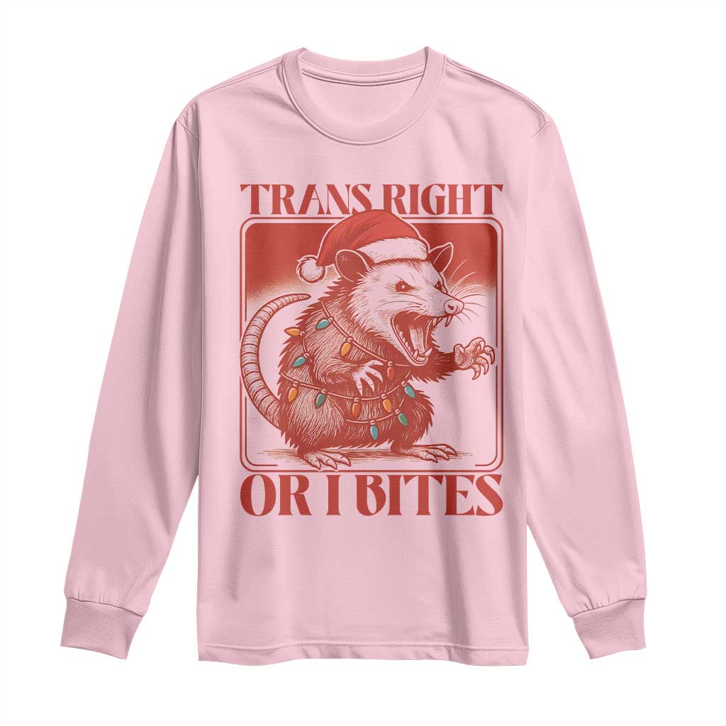 Funny Fierce Opossum Santa Long Sleeve Shirt Trans Right Or I Bites Christmas Gift - Wonder Print Shop