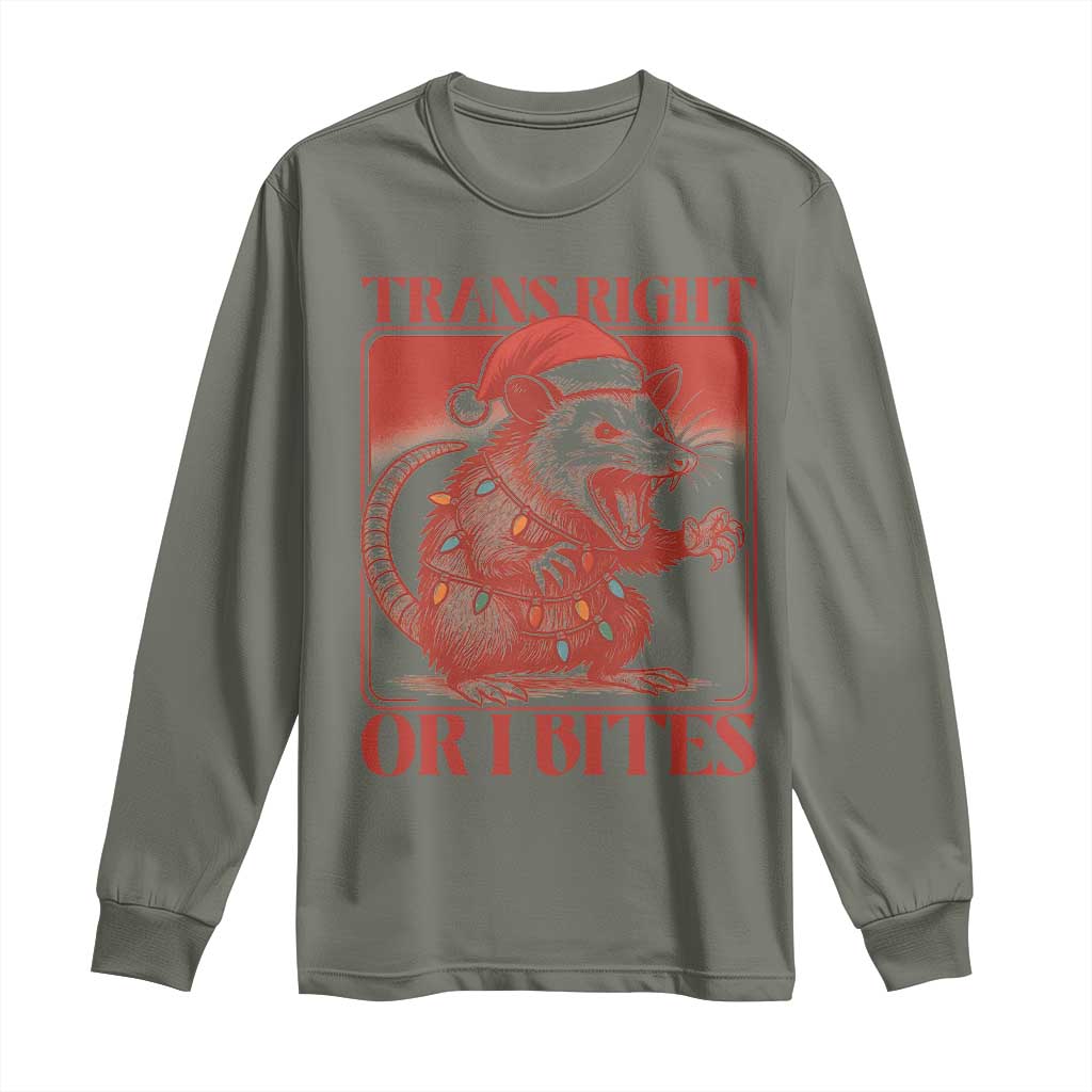 Funny Fierce Opossum Santa Long Sleeve Shirt Trans Right Or I Bites Christmas Gift - Wonder Print Shop