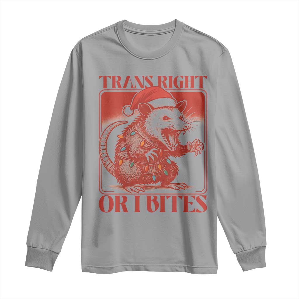 Funny Fierce Opossum Santa Long Sleeve Shirt Trans Right Or I Bites Christmas Gift - Wonder Print Shop