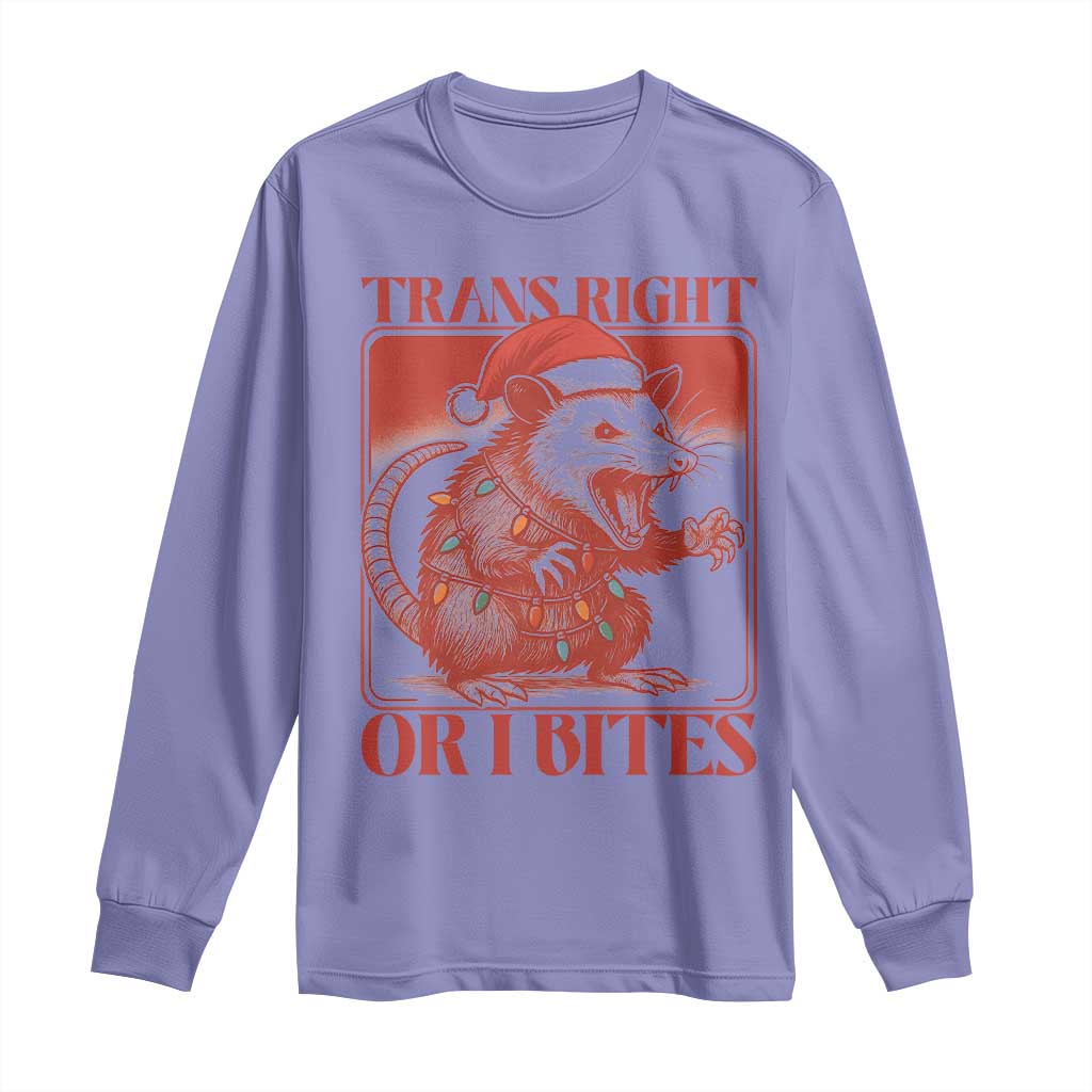 Funny Fierce Opossum Santa Long Sleeve Shirt Trans Right Or I Bites Christmas Gift - Wonder Print Shop