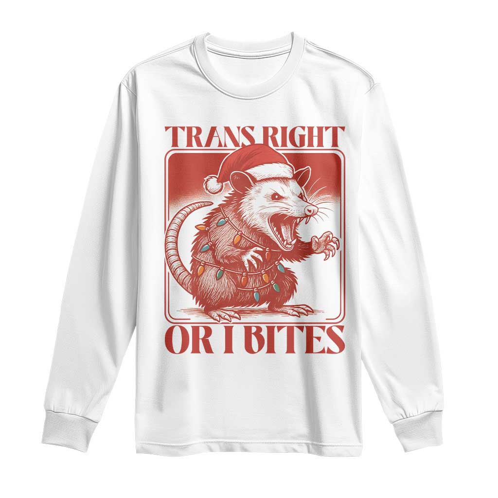 Funny Fierce Opossum Santa Long Sleeve Shirt Trans Right Or I Bites Christmas Gift - Wonder Print Shop