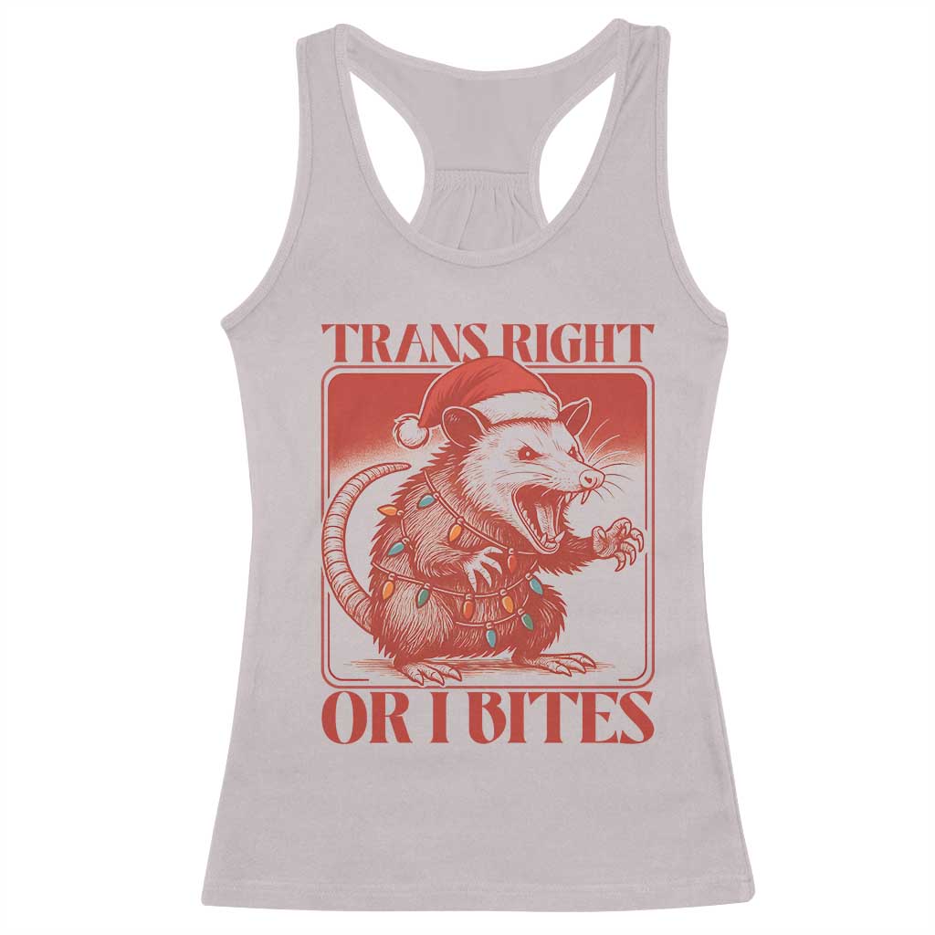 Funny Fierce Opossum Santa Racerback Tank Top Trans Right Or I Bites Christmas Gift - Wonder Print Shop