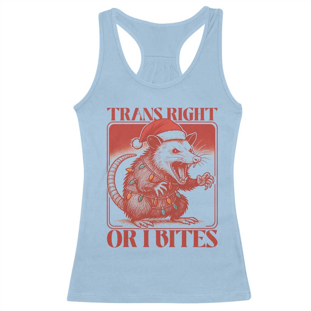 Funny Fierce Opossum Santa Racerback Tank Top Trans Right Or I Bites Christmas Gift - Wonder Print Shop