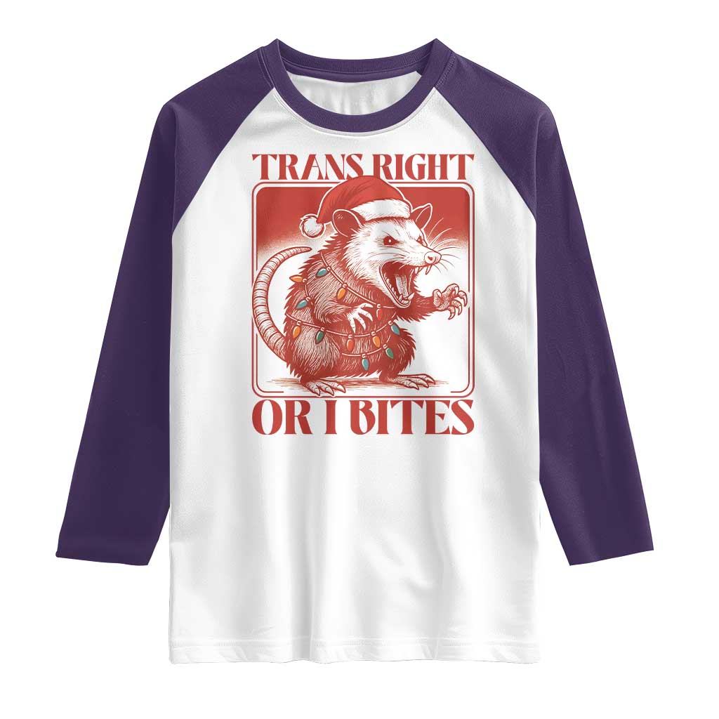 Funny Fierce Opossum Santa Raglan Shirt Trans Right Or I Bites Christmas Gift - Wonder Print Shop