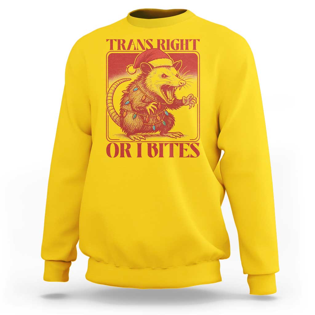 Funny Fierce Opossum Santa Sweatshirt Trans Right Or I Bites Christmas Gift - Wonder Print Shop