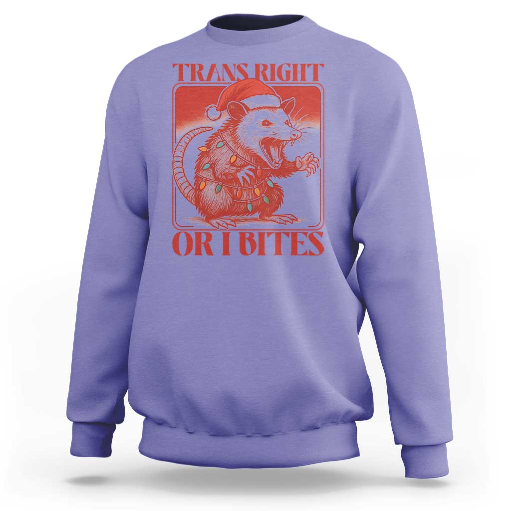 Funny Fierce Opossum Santa Sweatshirt Trans Right Or I Bites Christmas Gift - Wonder Print Shop