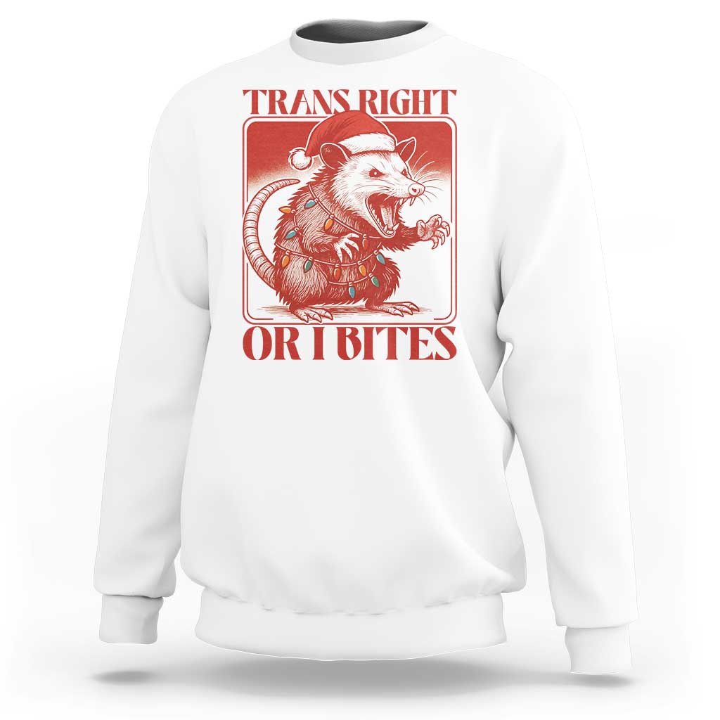 Funny Fierce Opossum Santa Sweatshirt Trans Right Or I Bites Christmas Gift - Wonder Print Shop