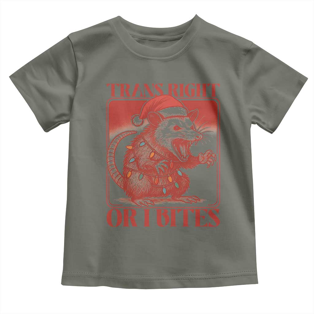 Funny Fierce Opossum Santa Toddler T Shirt Trans Right Or I Bites Christmas Gift - Wonder Print Shop