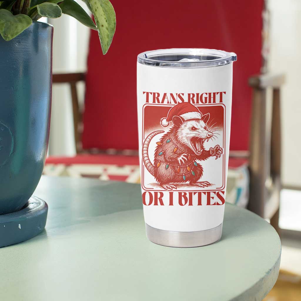 Funny Fierce Opossum Santa Tumbler Cup Trans Right Or I Bites Christmas Gift - Wonder Print Shop