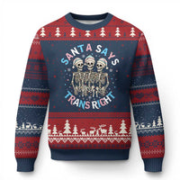 Funny Skeleton Santa Says Trans Right Ugly Christmas Sweater Transgender Pride Gift - Wonder Print Shop