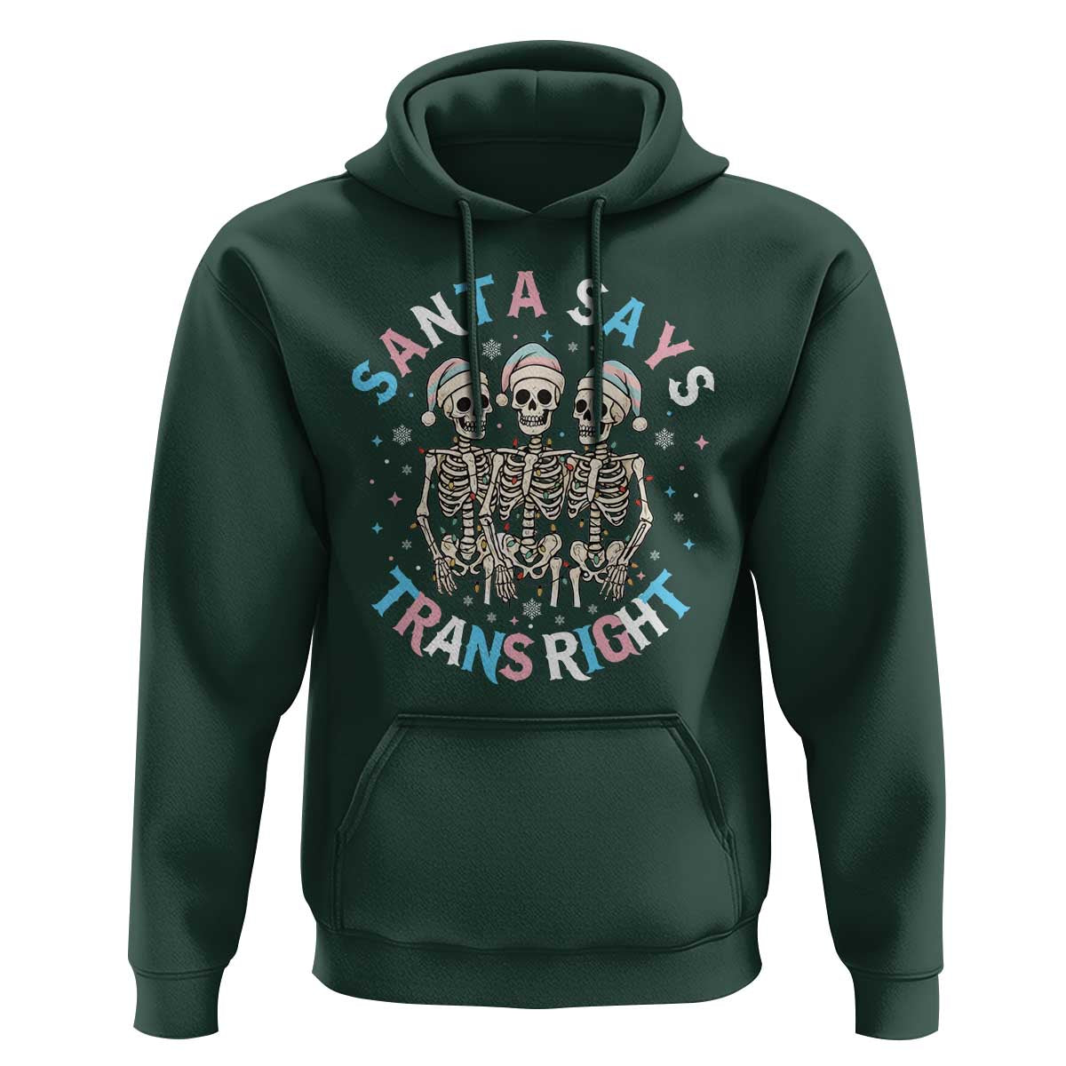 Funny Skeleton Santa Says Trans Right Hoodie Transgender Pride Gift - Wonder Print Shop