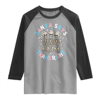 Funny Skeleton Santa Says Trans Right Raglan Shirt Transgender Pride Gift - Wonder Print Shop