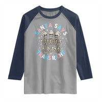Funny Skeleton Santa Says Trans Right Raglan Shirt Transgender Pride Gift - Wonder Print Shop