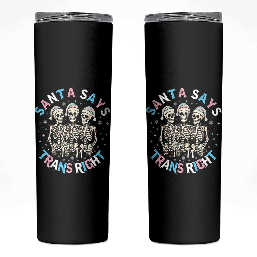 Funny Skeleton Santa Says Trans Right Skinny Tumbler Transgender Pride Gift - Wonder Print Shop