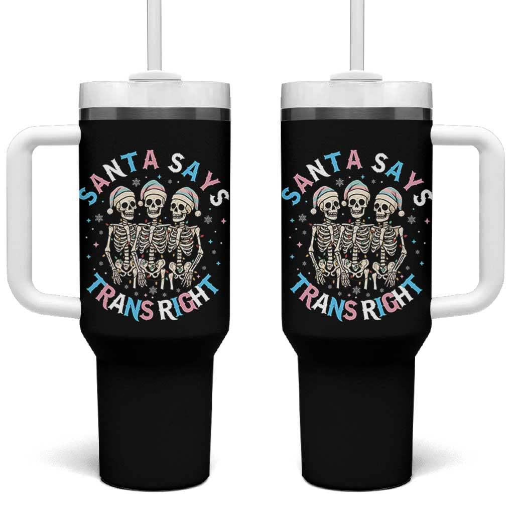 Funny Skeleton Santa Says Trans Right Tumbler With Handle Transgender Pride Gift - Wonder Print Shop