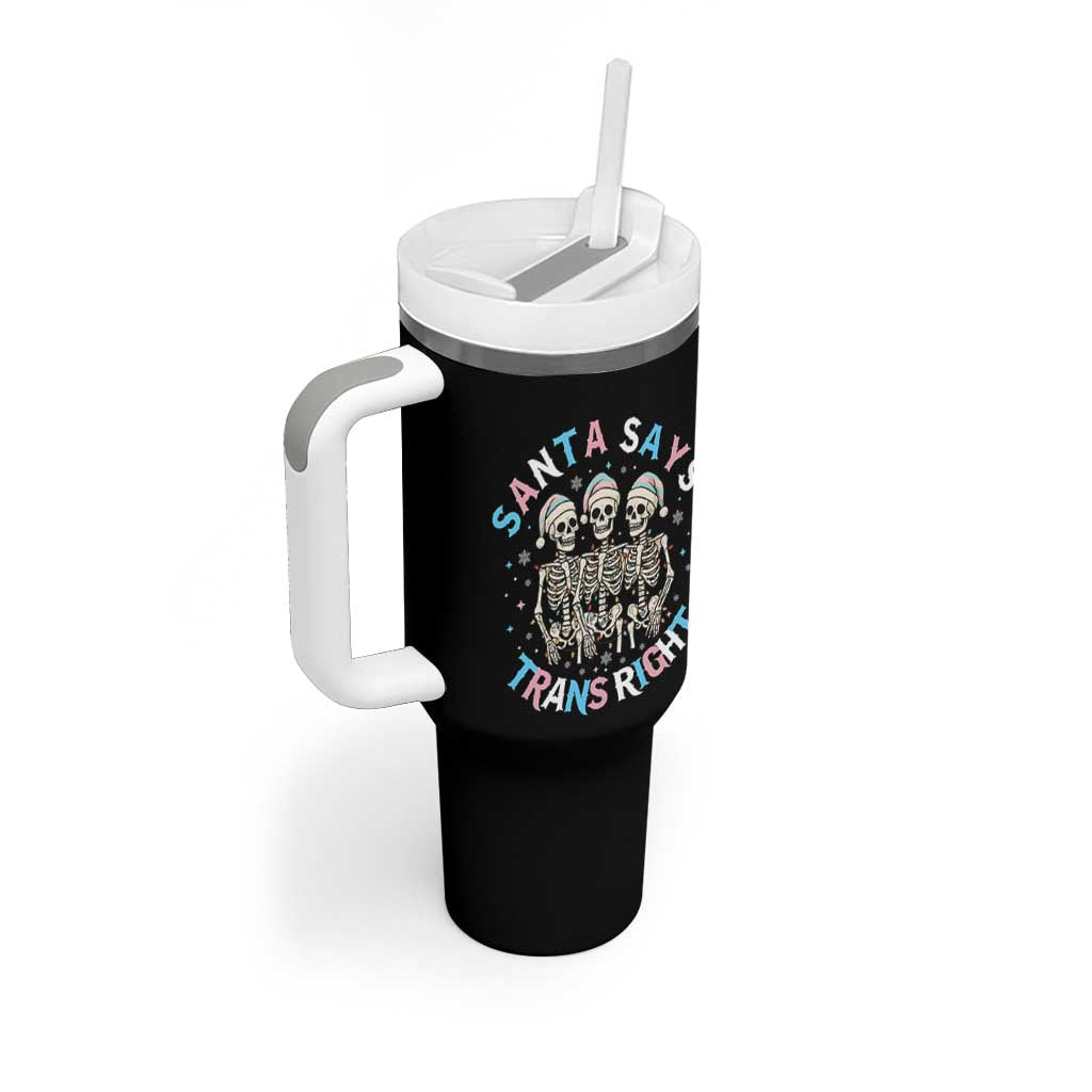 Funny Skeleton Santa Says Trans Right Tumbler With Handle Transgender Pride Gift - Wonder Print Shop