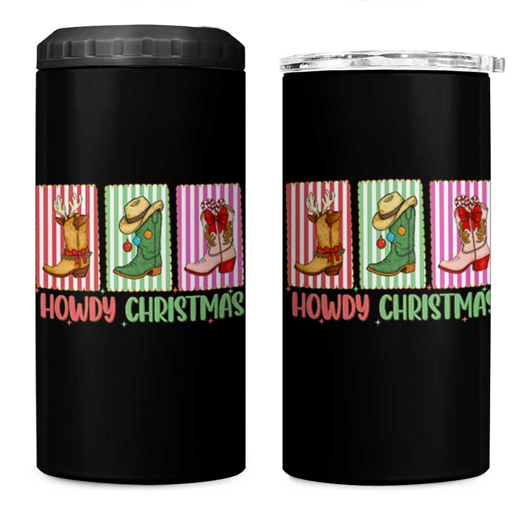 Howdy Christmas Cowboy Boots Western Pride 4 in 1 Can Cooler Tumbler - Wonder Print Shop
