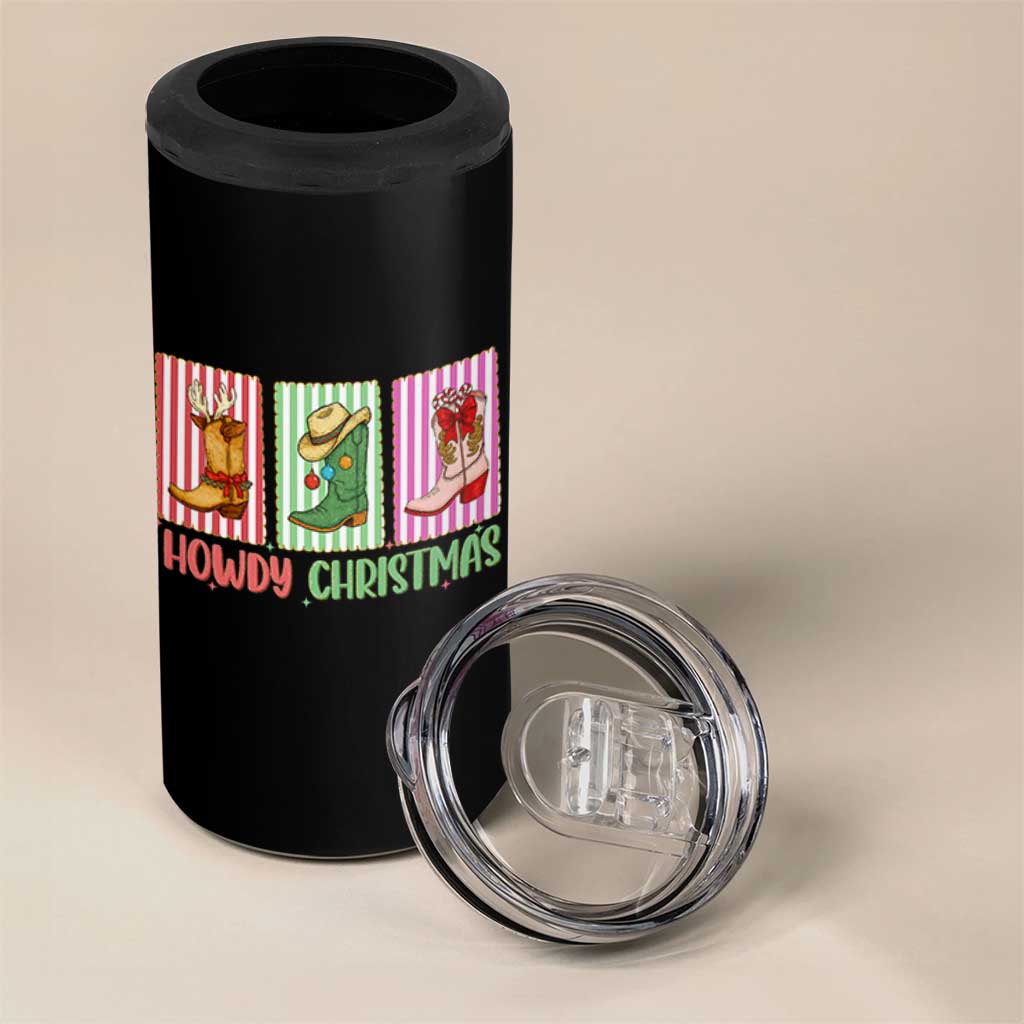 Howdy Christmas Cowboy Boots Western Pride 4 in 1 Can Cooler Tumbler - Wonder Print Shop