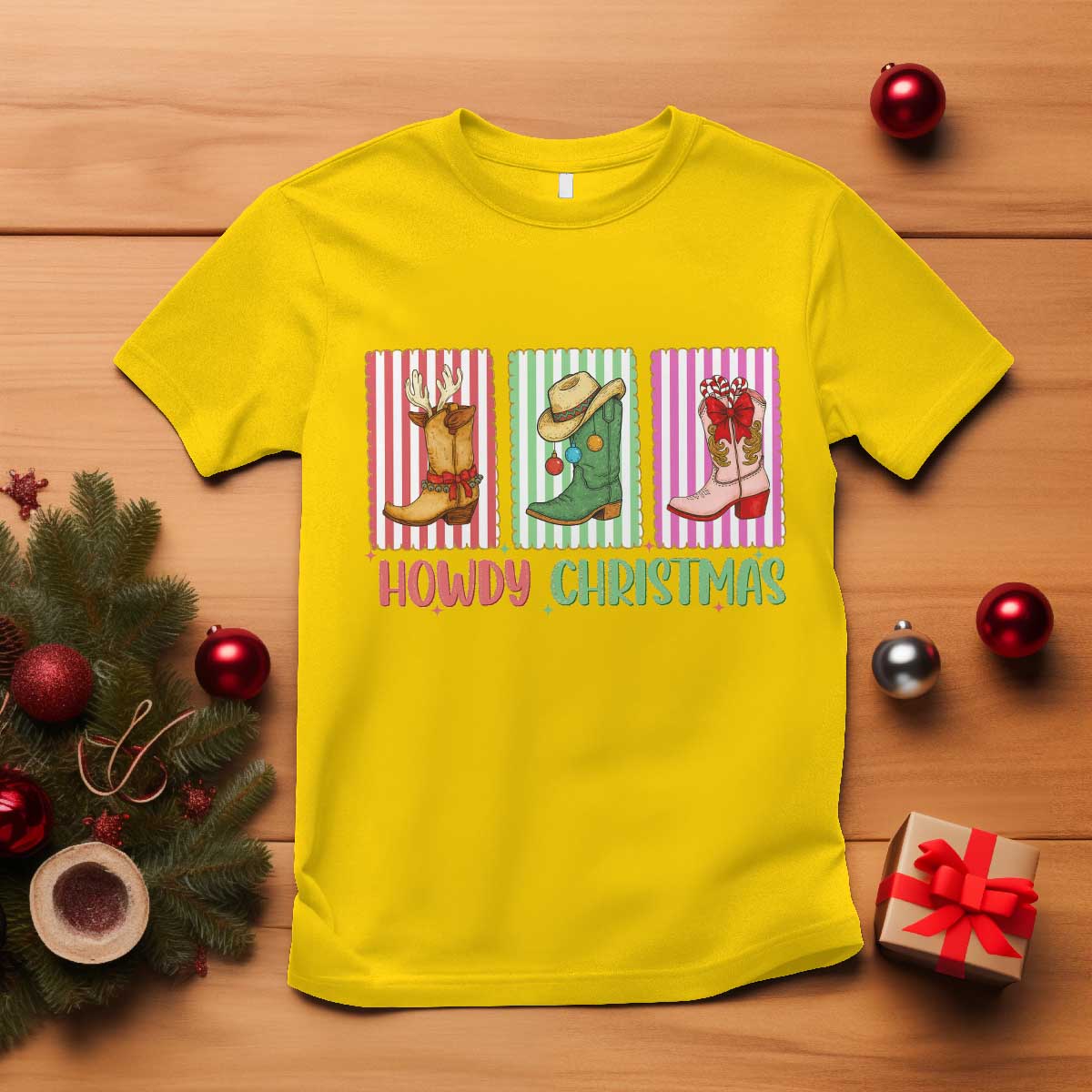 Howdy Christmas Cowboy Boots Western Pride T Shirt - Wonder Print Shop