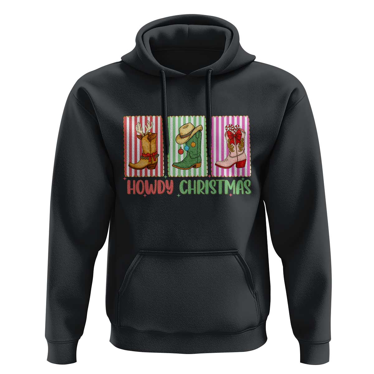 Howdy Christmas Cowboy Boots Western Pride Hoodie - Wonder Print Shop