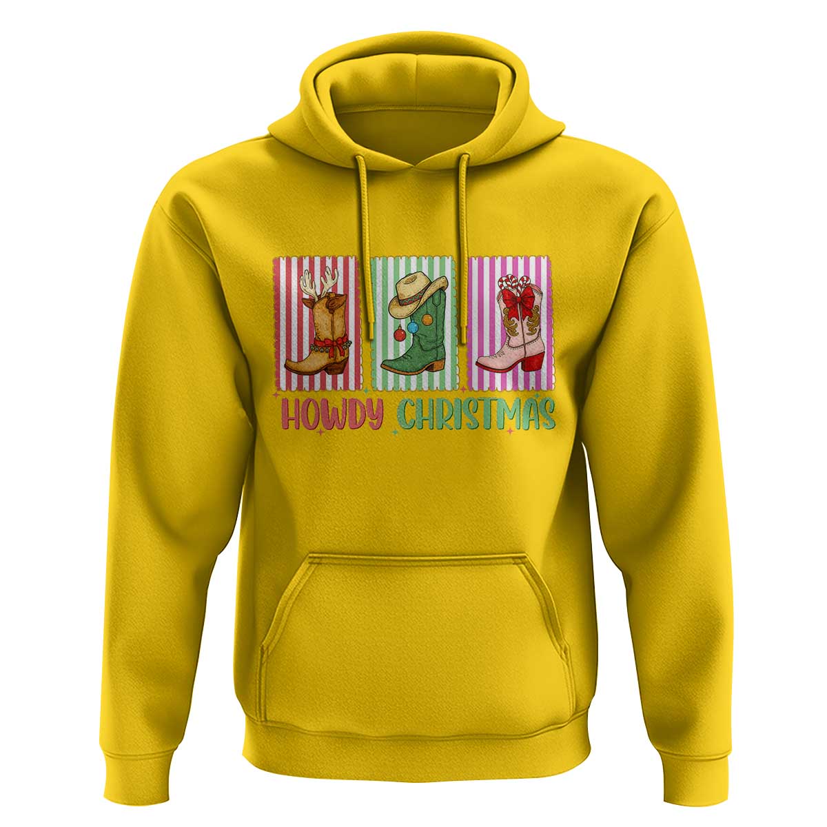 Howdy Christmas Cowboy Boots Western Pride Hoodie - Wonder Print Shop