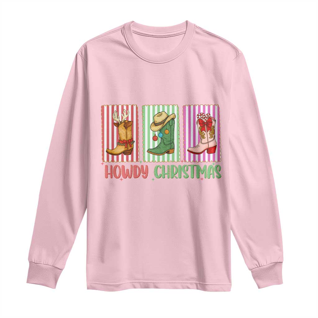 Howdy Christmas Cowboy Boots Western Pride Long Sleeve Shirt - Wonder Print Shop