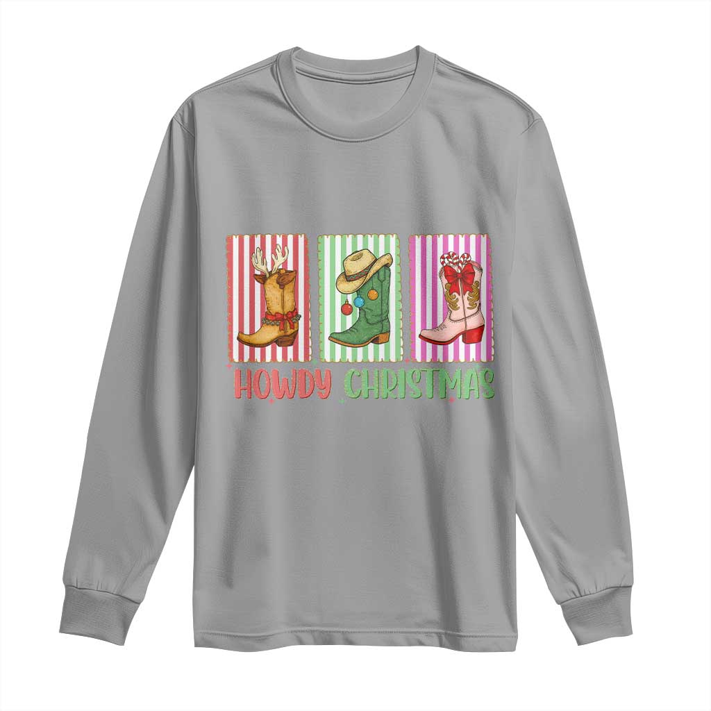 Howdy Christmas Cowboy Boots Western Pride Long Sleeve Shirt - Wonder Print Shop
