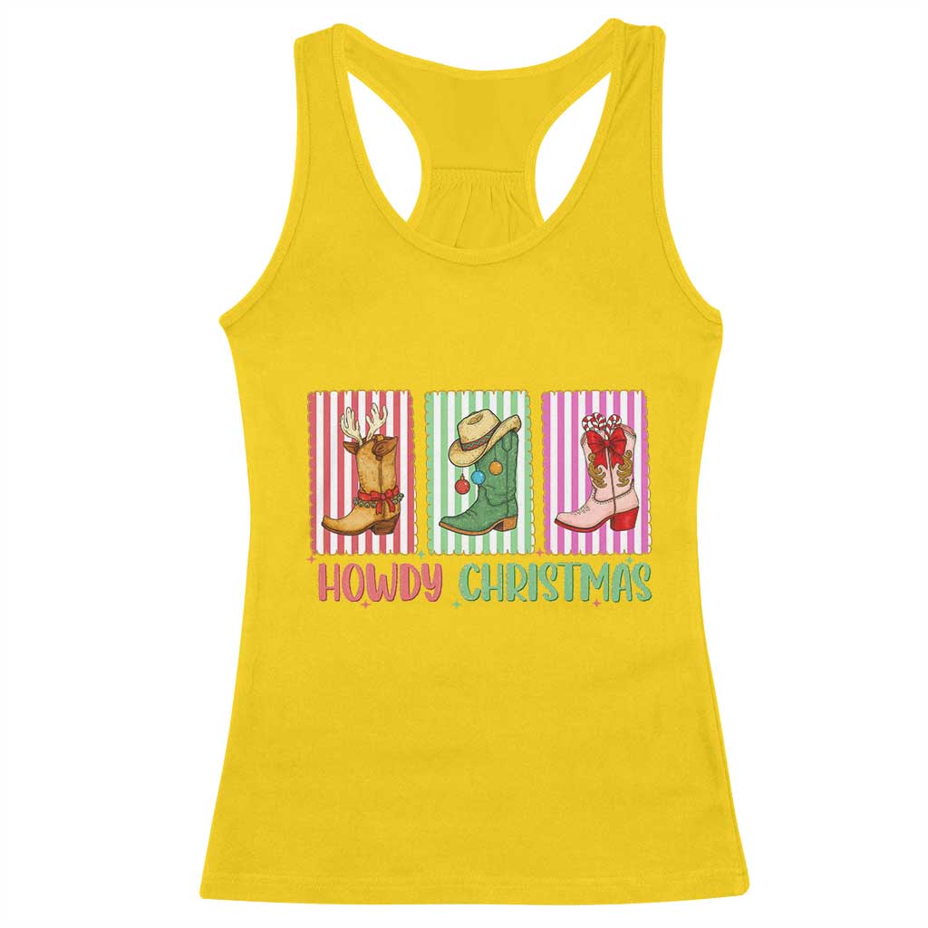 Howdy Christmas Cowboy Boots Western Pride Racerback Tank Top - Wonder Print Shop