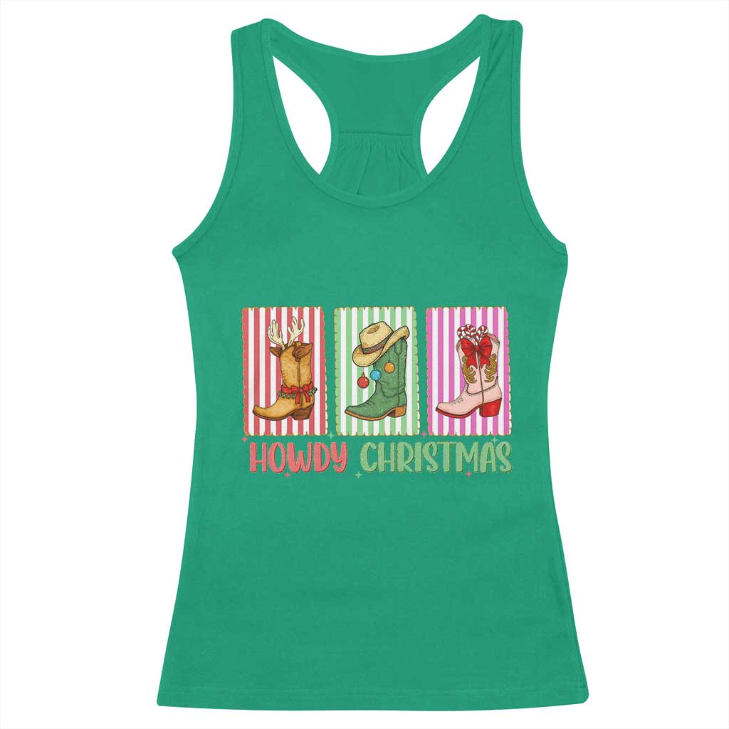 Howdy Christmas Cowboy Boots Western Pride Racerback Tank Top - Wonder Print Shop