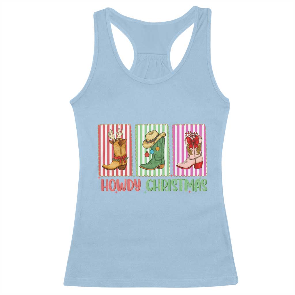 Howdy Christmas Cowboy Boots Western Pride Racerback Tank Top - Wonder Print Shop