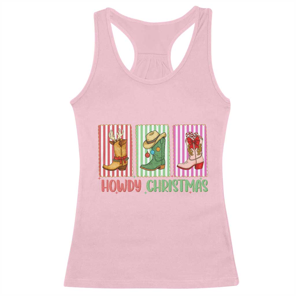 Howdy Christmas Cowboy Boots Western Pride Racerback Tank Top - Wonder Print Shop