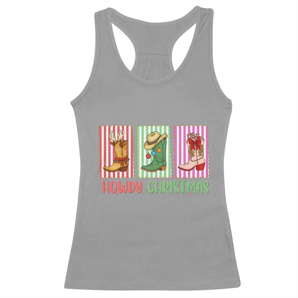 Howdy Christmas Cowboy Boots Western Pride Racerback Tank Top - Wonder Print Shop
