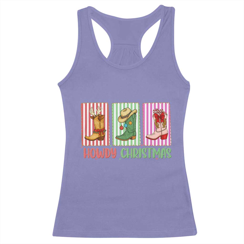 Howdy Christmas Cowboy Boots Western Pride Racerback Tank Top - Wonder Print Shop