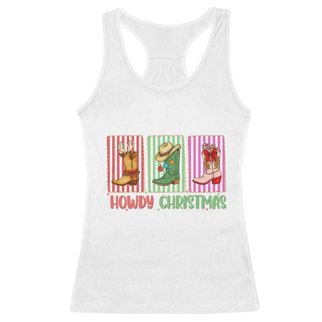 Howdy Christmas Cowboy Boots Western Pride Racerback Tank Top - Wonder Print Shop