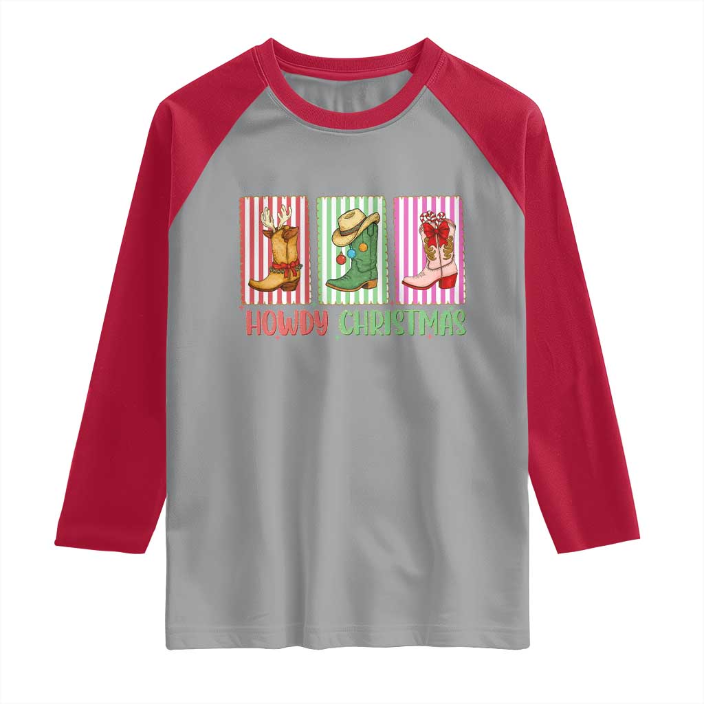Howdy Christmas Cowboy Boots Western Pride Raglan Shirt - Wonder Print Shop