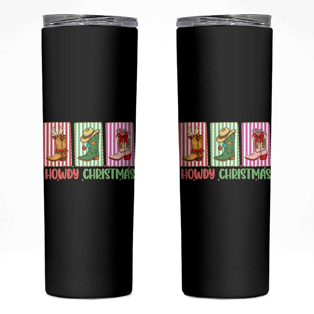 Howdy Christmas Cowboy Boots Western Pride Skinny Tumbler - Wonder Print Shop