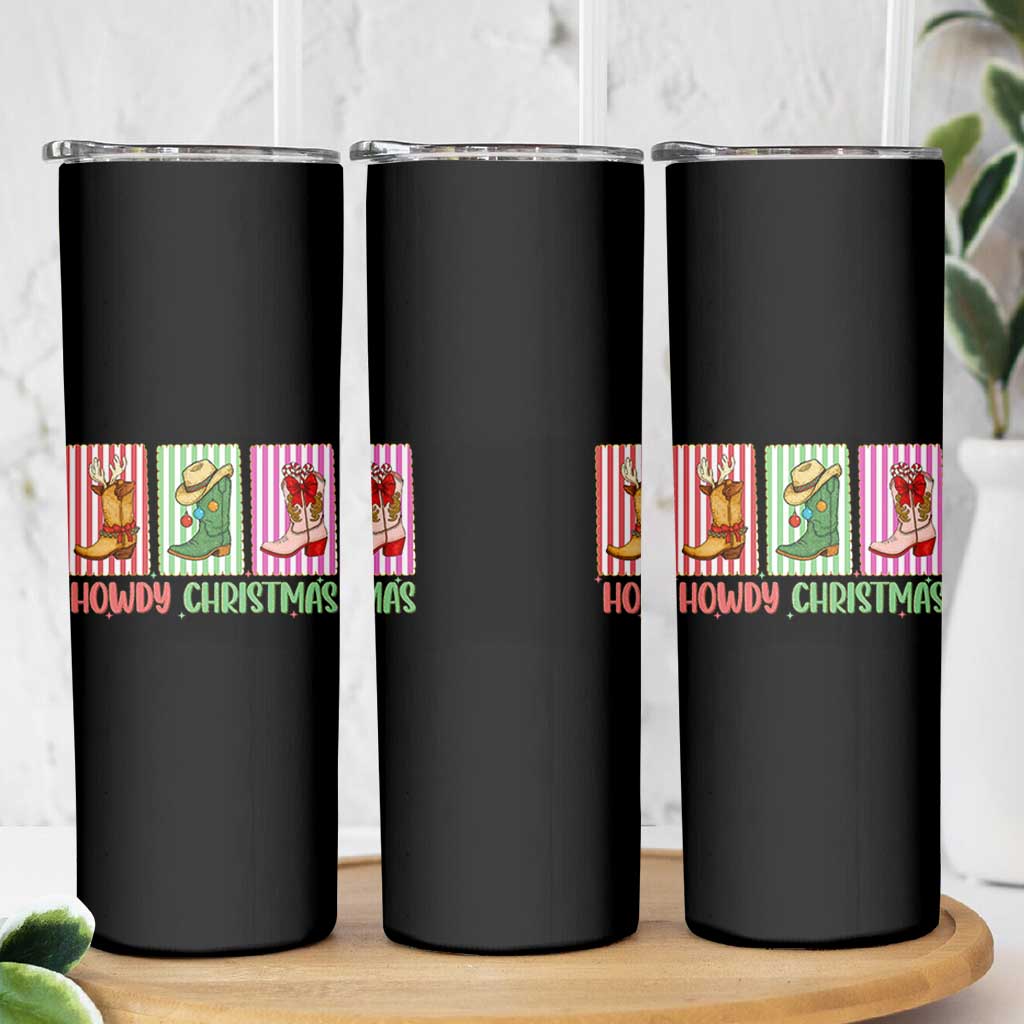 Howdy Christmas Cowboy Boots Western Pride Skinny Tumbler - Wonder Print Shop