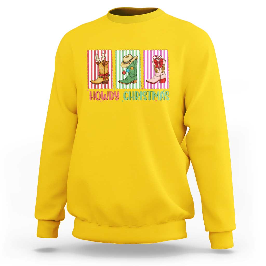 Howdy Christmas Cowboy Boots Western Pride Sweatshirt - Wonder Print Shop