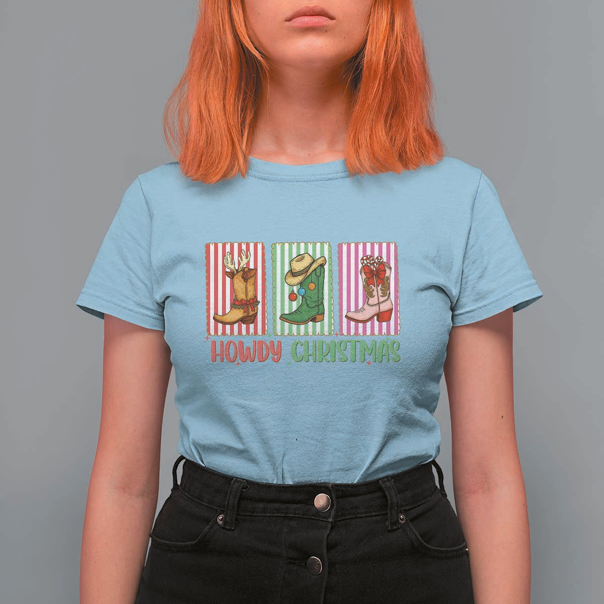 Howdy Christmas Cowboy Boots Western Pride T Shirt For Women - Wonder Print Shop